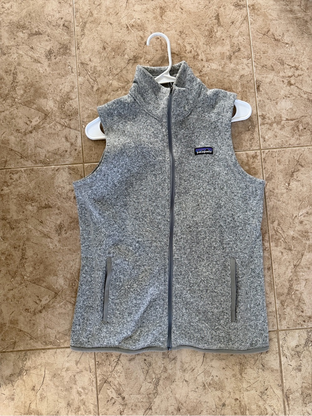 Patagonia Heather Gray Full-Zip Fleece Vest